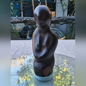 Vintage Mid-Century Modern Style Signed Wood Female Sculpture